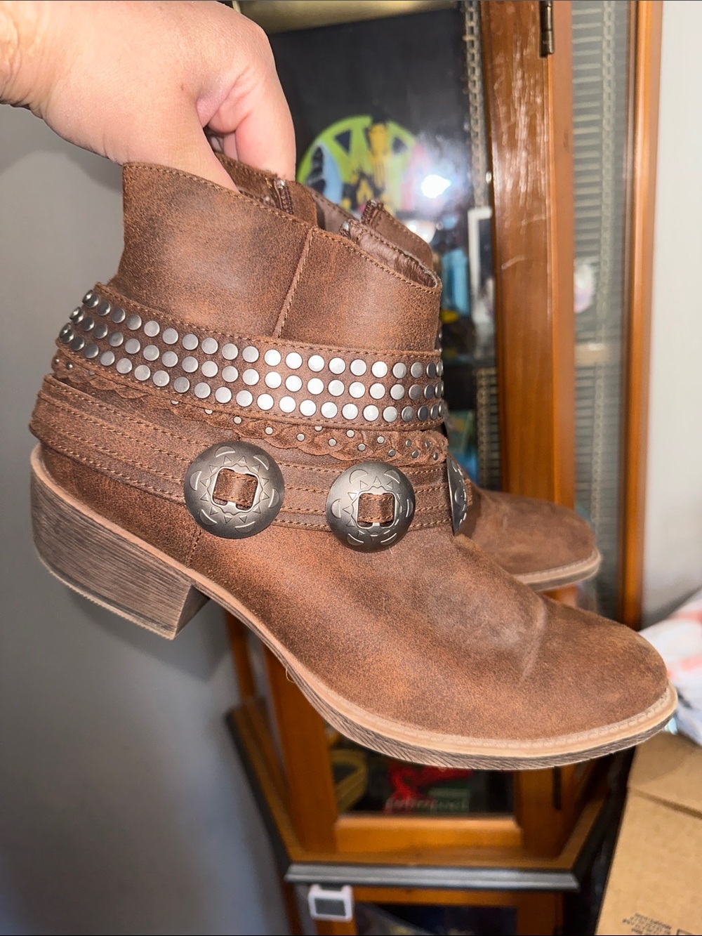 Coconuts by Matisse Brown Studded Western Ankle Boots